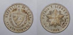 World Coins - CUBA: 1948 20 Centavos