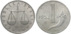 World Coins - ITALY: 1952-R 1 Lira