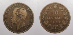 World Coins - ITALY: 1867-H 10 Centesimi