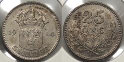 World Coins - SWEDEN: 1914 25 Ore