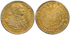 World Coins - SPAIN Carlos (Charles) IV 1801-M FM 2 Escudos VF