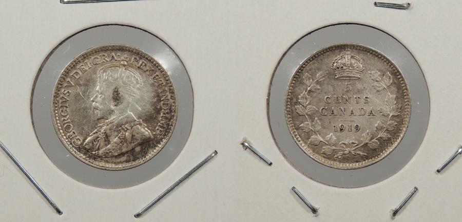 World Coins - CANADA: 1919 George V 5 Cents