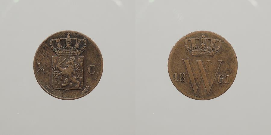 World Coins - NETHERLANDS: 1861 1/2 Cent