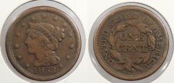 Us Coins - 1853 Coronet (Braided Hair) 1 Cent