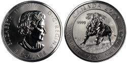 World Coins - Canada 2020 Aquitaine Bull $8/1.5 oz Silver Brilliant Uncirculated