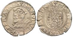 World Coins - FRANCE Besançon Charles V, as Holy Roman Emperor 1530-1556 Blanc (1/2 Karolus) 1542 Choice EF