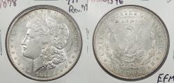 Us Coins - 1878 Morgan 1 Dollar (Silver) 7 Tailfeathers; Reverse of 1878 AU