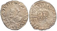 World Coins - FRANCE Besançon Charles V, as Holy Roman Emperor 1530-1556 1/2 Blanc 1547 EF
