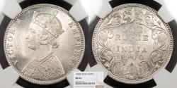 World Coins - INDIA British Victoria 1900-B Rupee NGC MS-63