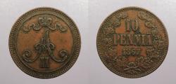World Coins - FINLAND: 1867 10 Pennia