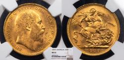 World Coins - AUSTRALIA Edward VII 1907-S Sovereign NGC MS-62