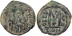 Ancient Coins - Justin II 565-578 AD Follis Constantinople Mint VF