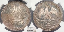 World Coins - MEXICO Republic 1852-Mo GC 8 Reales NGC UNC