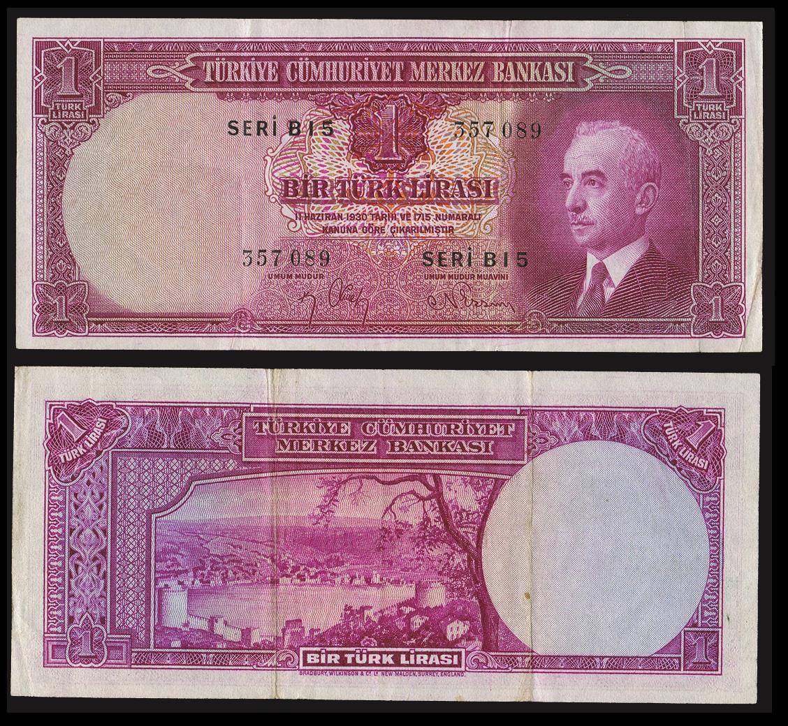 Turkey 1930 ( 1942 ), 1 Lira旧紙幣 Turkey 1930 ( 1942 ), 1 Lira旧紙幣