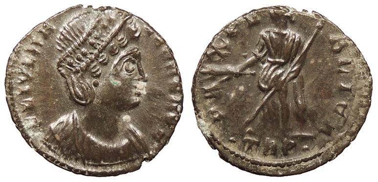 Ancient Coins - Helena, mother of Constantine I 324-328 A.D. AE4 Trier Mint EF