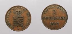 World Coins - GERMAN STATES: Saxe-Meiningen 1860 2 Pfennig