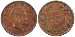 World Coins - GERMAN STATES Baden Ludwig 1828 Kreuzer AU