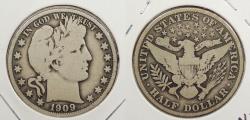 Us Coins - 1909 Barber 50 Cents (Half Dollar)