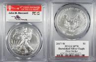 Us Coins - 2017-W Burnished Silver Eagle 1 Dollar (Silver) First Strike; Mercanti Signature PCGS SP-70