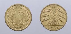World Coins - GERMANY: Weimar Republic 1936-A 10 Pfennig
