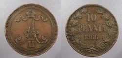 World Coins - FINLAND: 1866 10 Pennia