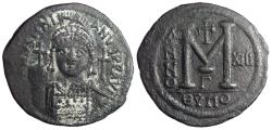 Ancient Coins - Justinian I 527-565 A.D. Follis (40 Nummi) Antioch Mint VF