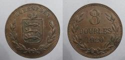 World Coins - GUERNSEY: 1920-H 8 Doubles