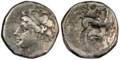 Ancient Coins - Calabria Tarentum ca. 281-228 B.C. Nomos (Didrachm) Good Fine