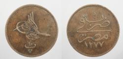 World Coins - EGYPT: AH 1277Y9 (1868) 10 Para