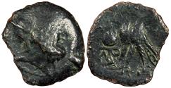 Ancient Coins - Ptolemaic Cyprus Cleopatra VII and Ptolemy XV Caesarion 51-30 B.C. Obol VF