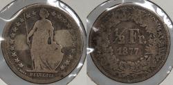 World Coins - SWITZERLAND: 1877 1/2 Franc