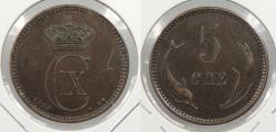 World Coins - DENMARK: 1884 Semi-key date. 5 Ore
