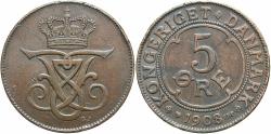World Coins - DENMARK 1908 5 Ore