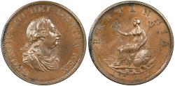 World Coins - GREAT BRITAIN George III 1799-SOHO Halfpenny (1/2 Penny) UNC