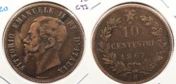World Coins - ITALY: 1867-H 10 Centesimi