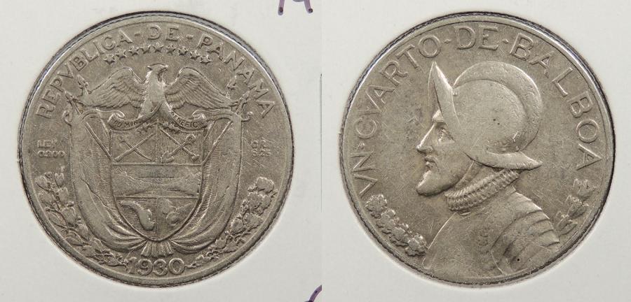 World Coins - PANAMA: 1930 1/4 Balboa