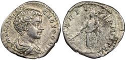 Ancient Coins - Caracalla, as caesar 196-198 A.D. Denarius Rome mint VF