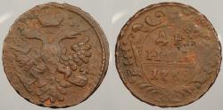 World Coins - RUSSIA: 1738 Denga (1/2 Kopek)