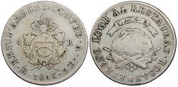 World Coins - ARGENTINA Republic La Rioja 1846-RV 4 Reales VF