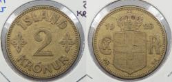 World Coins - ICELAND: 1929 2 Kronur