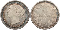 World Coins - CANADA Victoria 1858 20 Cents Good VF