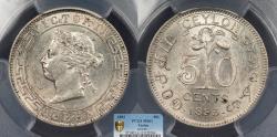 World Coins - CEYLON Victoria 1893 50 Cents PCGS MS-61