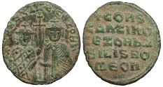 Ancient Coins - Constantine VII & Zoe 913-959 A.D. Follis Constantinople Mint VF