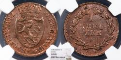 World Coins - GERMAN STATES Nassau Wilhelm 1818-L Kreuzer NGC MS-64 BN
