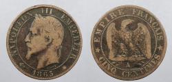 World Coins - FRANCE: 1865-A 5 Centimes