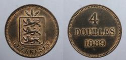 World Coins - GUERNSEY: 1889-H 4 Doubles