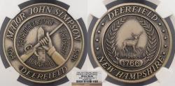 Us Coins - Deerfield, NH Robbins Co. 1966 AR Deerfield Bi-Centennial Sterling 36mm Medal NGC MS-68