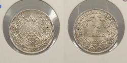 World Coins - GERMANY Empire 1915-D 1/2 Mark