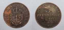 World Coins - GERMAN STATES: Prussia 1871-B 3 Pfennige