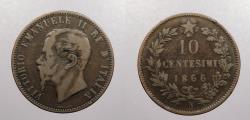World Coins - ITALY: 1866-N 10 Centesimi